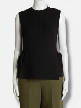 Valentino Women's Black Virgin Wool Sweater Vest Size S